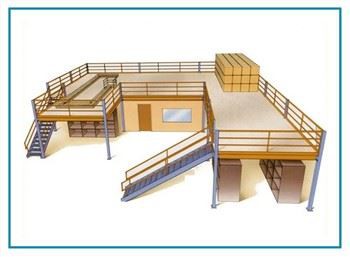 Espacio elevado de entreplanta de múltiples capas